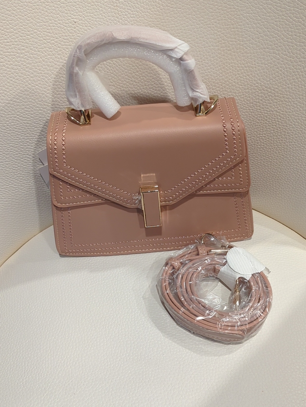 Structured Top-Handle Satchel/Crossbody in Blush Pink
